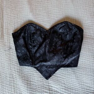 Black Floral Bustier crop top